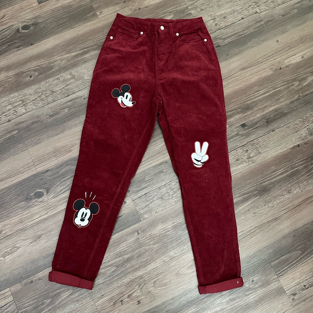 NWOT Disney Her Universe Mickey Mouse Corduroy Embroidered Mom Pants